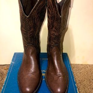 Rampage Walden Brown Faux Leather Faux Brown Black Snakeskin Scroll Stitching